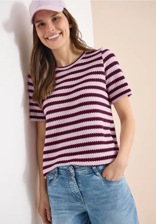 Shirt mit Rundhals im Ajour