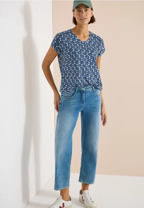 Kurzarm Shirt mit Spitzendetail