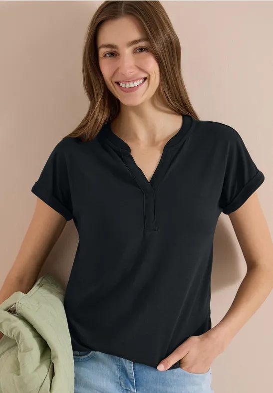 Shirt mit Split Neck im Tunika