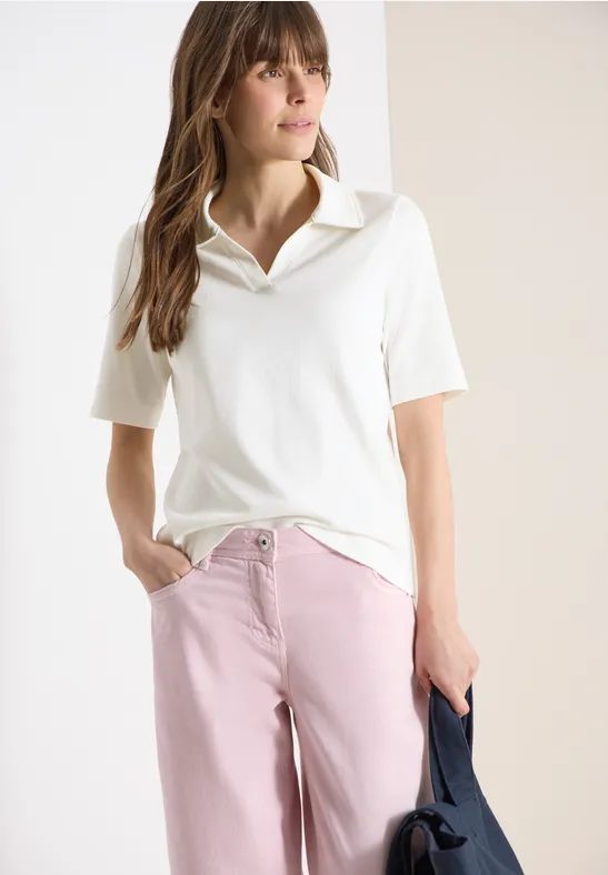 Kurzarm Poloshirt in Unifarbe