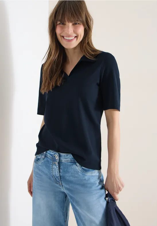 Kurzarm Poloshirt in Unifarbe