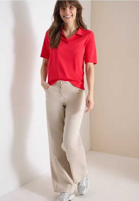 Kurzarm Poloshirt in Unifarbe