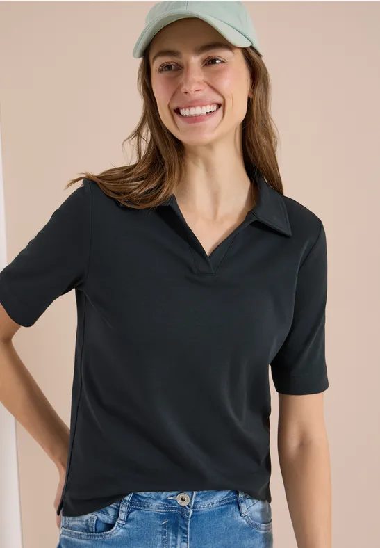 Kurzarm Poloshirt in Unifarbe