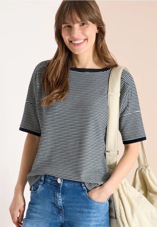 Shirt mit Boatneck und Struktur