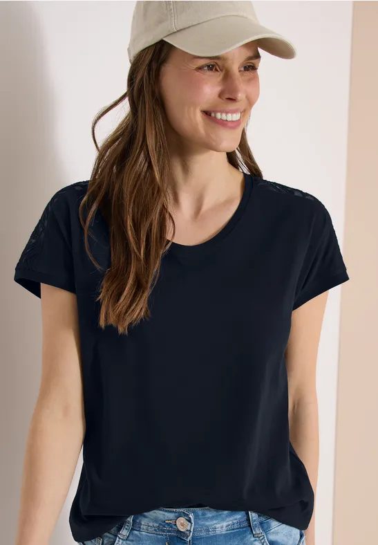Dropped Shoulder Shirt mit Spitzendetail