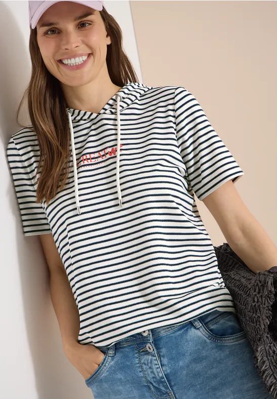 Kurzarm Shirt mit Kapuze und Glitzer