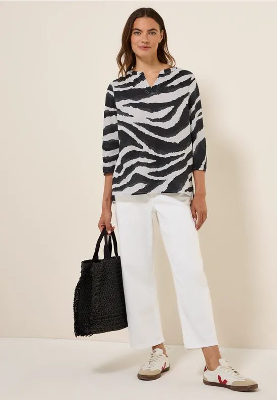 Zebra Print Baumwollbluse