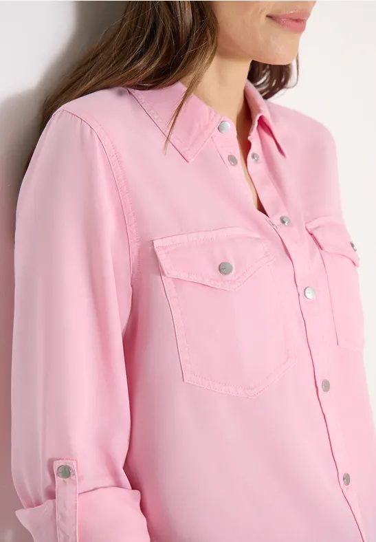 Bluse mit Hemdkragen und Turn