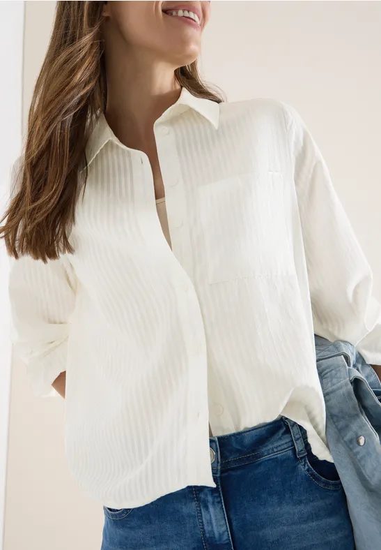 Bluse mit Hemdkragen und Streifen