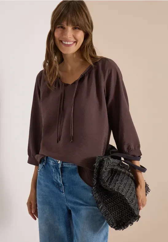 Carmen-Bluse mit Halbarm und Bändern