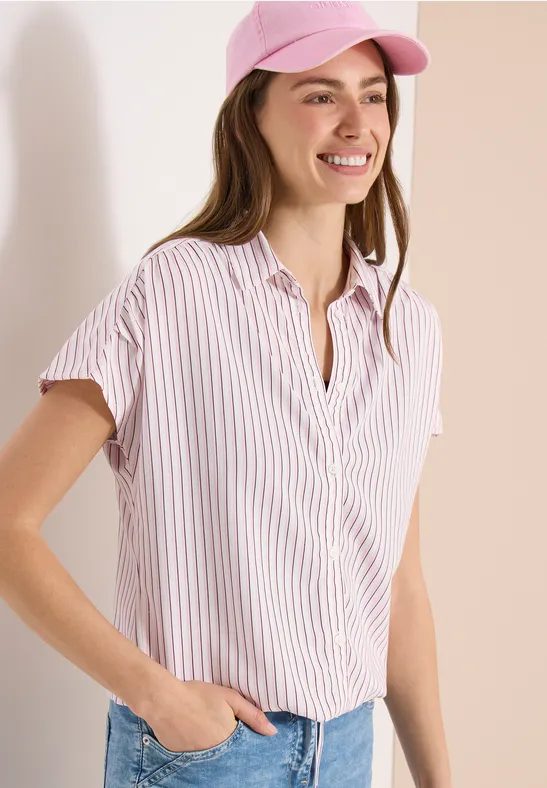 Kurzarm Bluse mit Streifenmuster