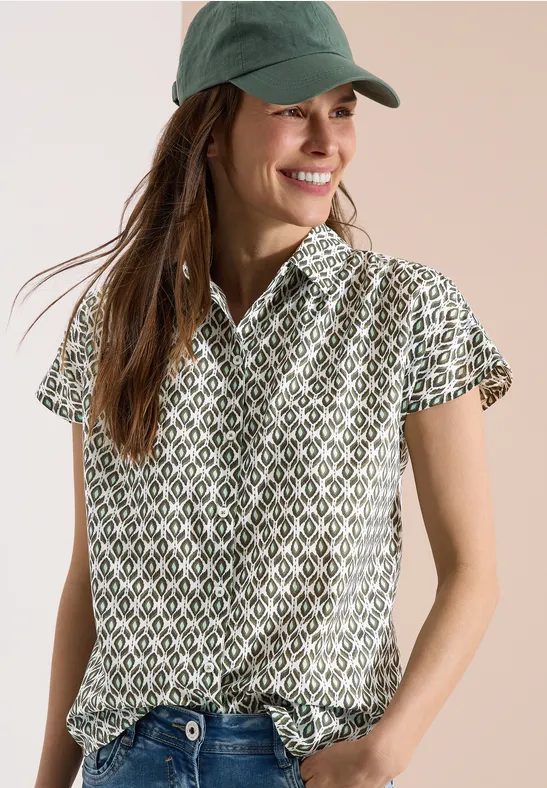 Kurzarm Bluse mit Minimal Print