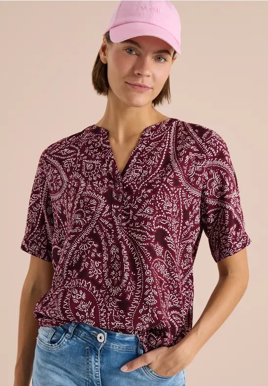 Kurzarm Bluse mit Paisley Print