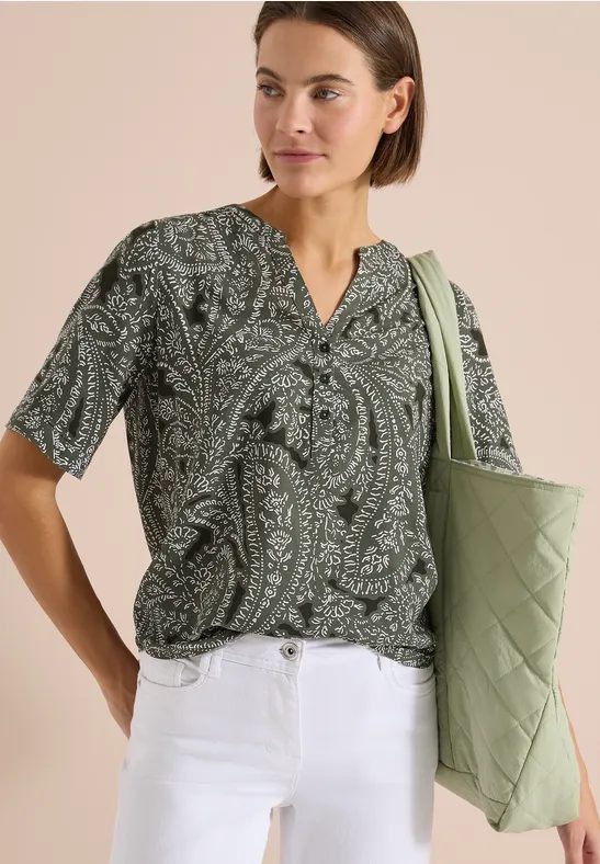 Kurzarm Bluse mit Paisley Print