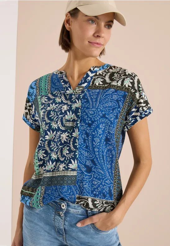 Kurzarm Bluse mit Patchwork