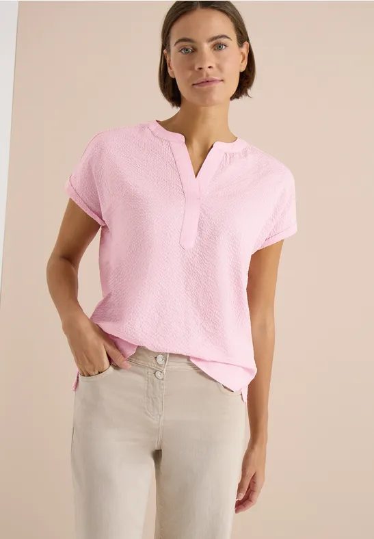 Dropped Shoulder Bluse in Seersuckerqualität