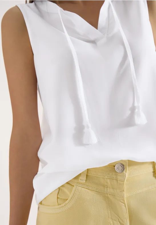 Blusentop mit Split Neck und  Bändern