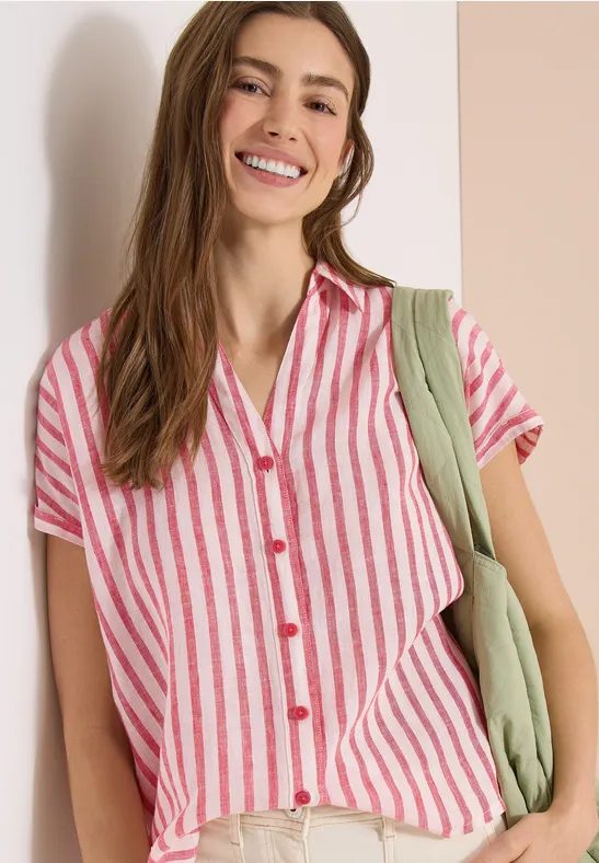 Dropped Shoulder Hemdbluse aus Leinen