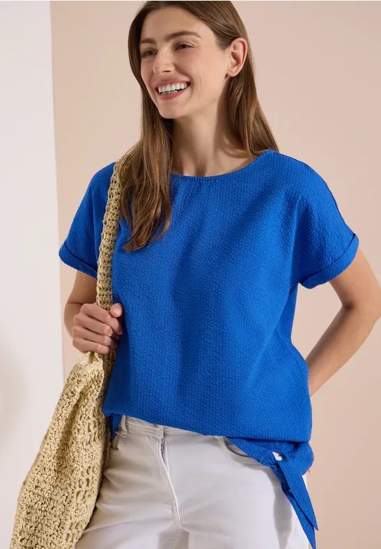 Blusenshirt mit Rundhals und Knotendetail