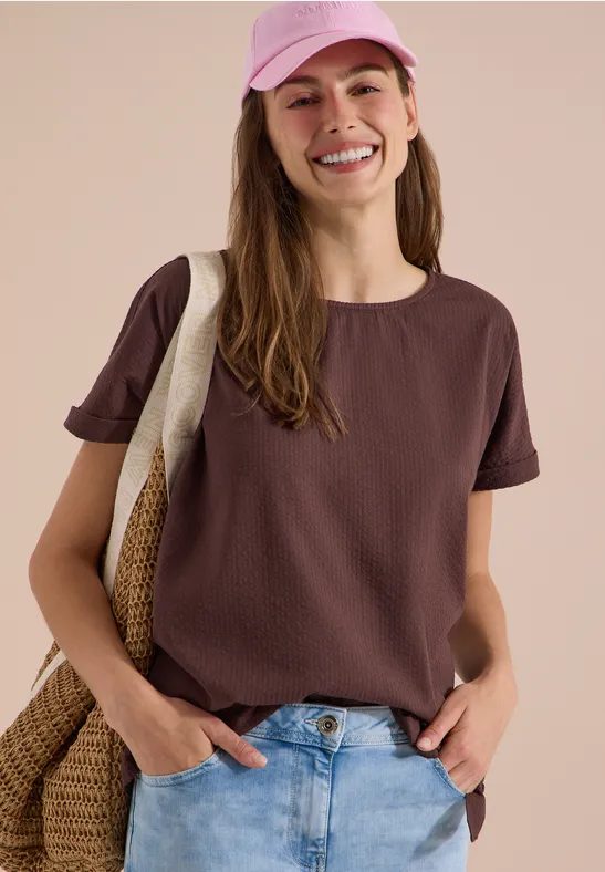 Blusenshirt mit Rundhals und Knotendetail