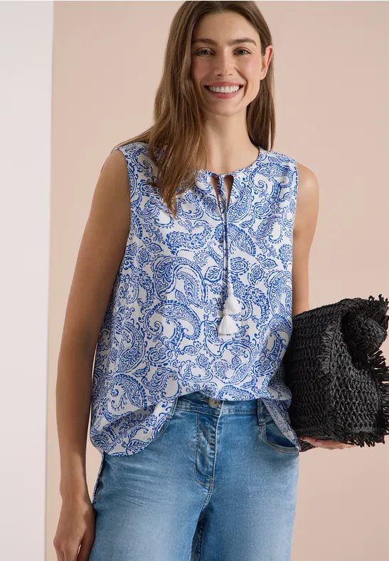 Blusentop mit Split Neck und Print