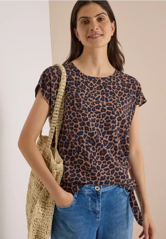 Dropped Shoulder Blusenshirt mit Knoten