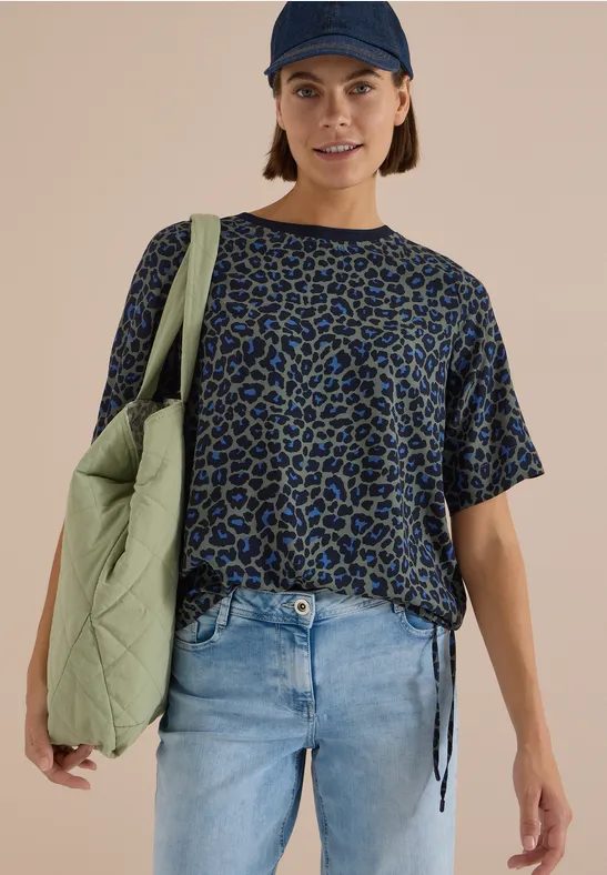Kurzarm Blusenshirt mit Leo