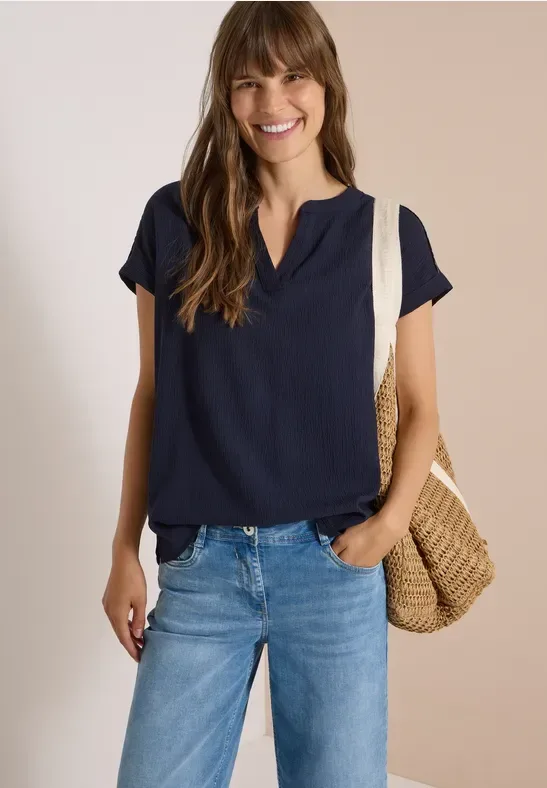 Dropped Shoulder Blusenshirt mit Struktur