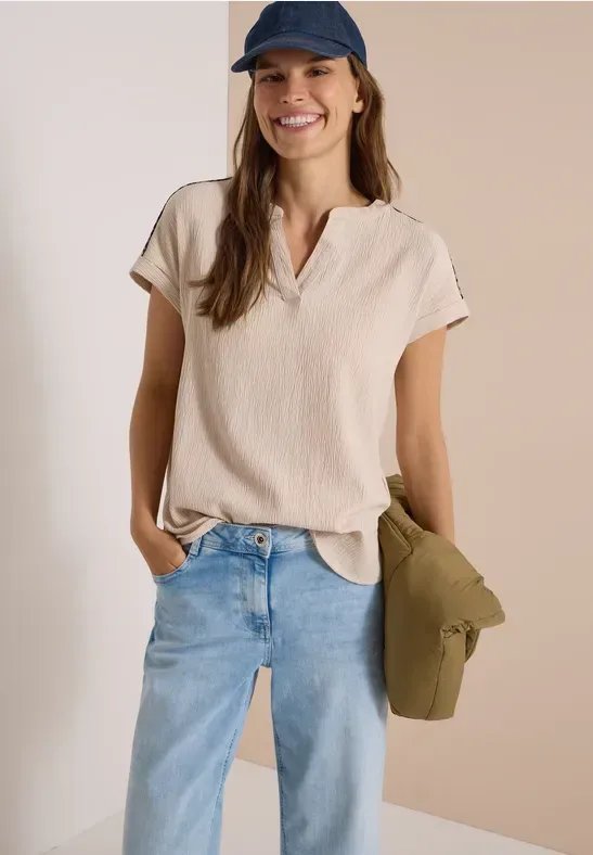 Dropped Shoulder Blusenshirt mit Struktur