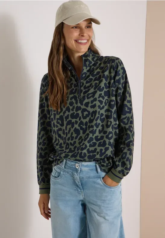 Bluse mit Stehkragen und Zipper