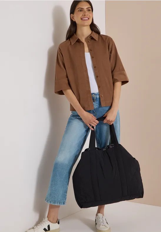 Kurzarm Hemdbluse in Unifarbe