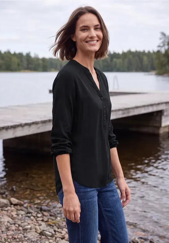 Langarm Tunika mit Split Neck