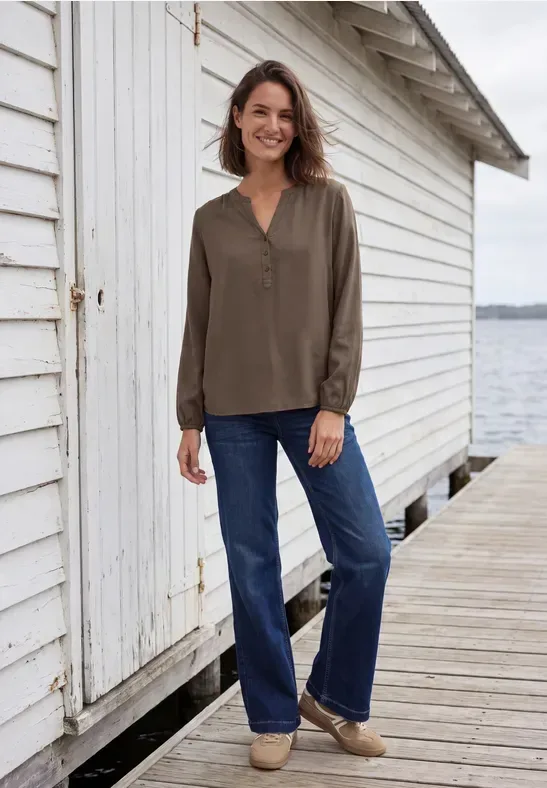 Langarm Tunika mit Split Neck