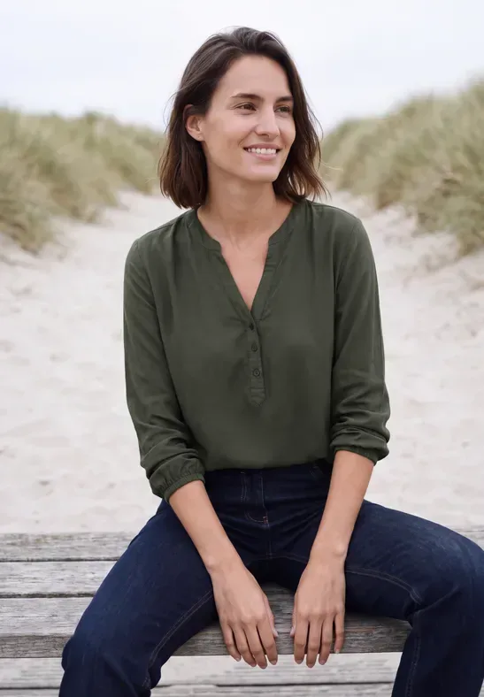 Langarm Tunika mit Split Neck