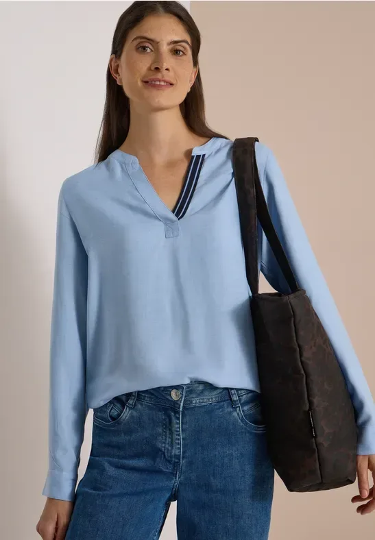 Langarm Tunika mit Split Neck und Tape
