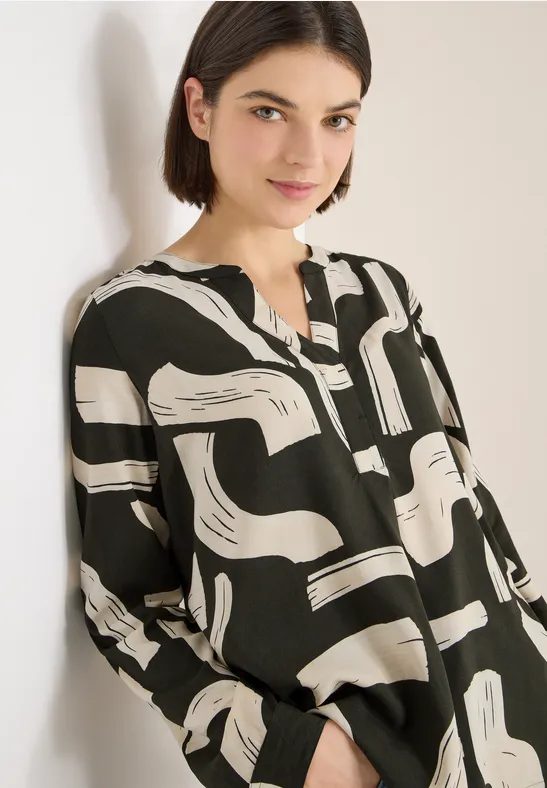 Gemusterte Split Neck Bluse