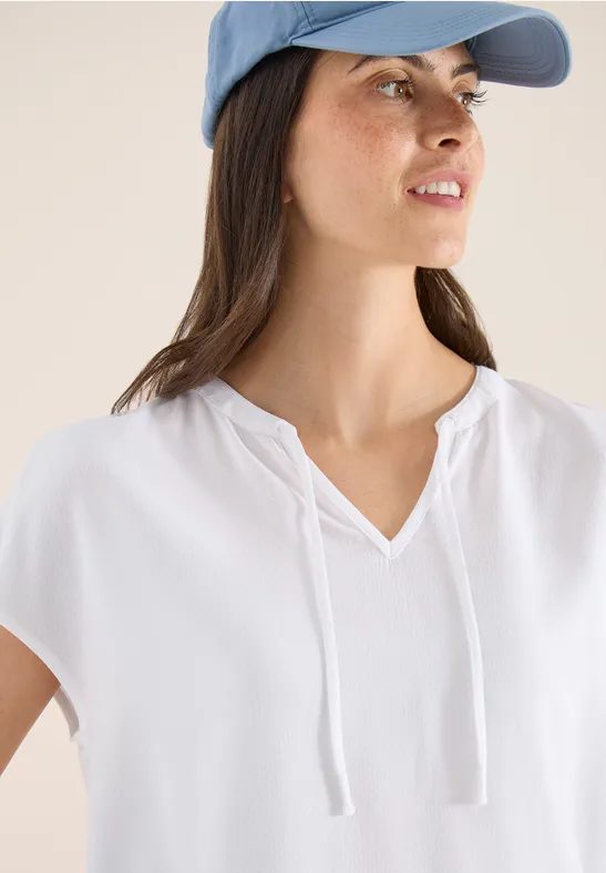 Kurzarm Bluse mit Strukturmix