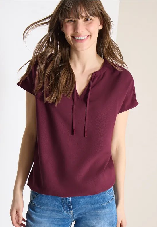 Kurzarm Bluse mit Strukturmix