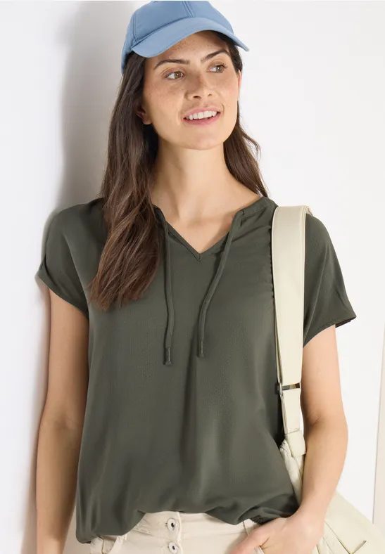 Kurzarm Bluse mit Strukturmix