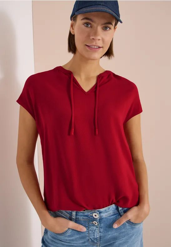 Kurzarm Bluse mit Strukturmix