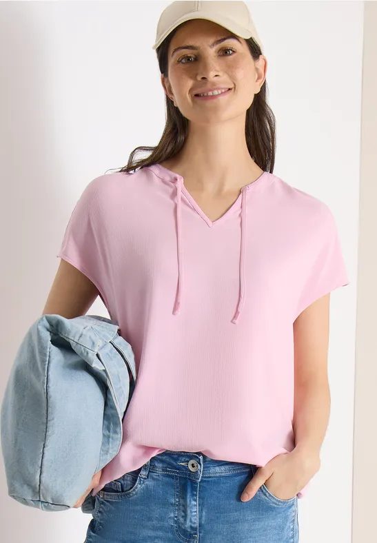 Kurzarm Bluse mit Strukturmix