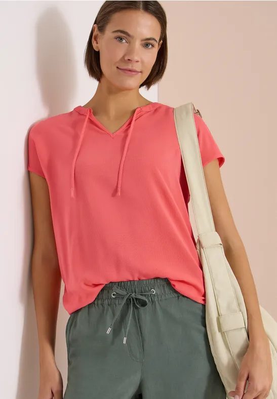 Kurzarm Bluse mit Strukturmix