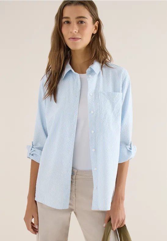 Gestreifte Seersucker Bluse