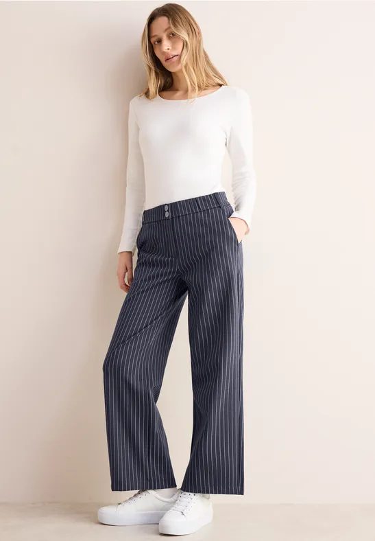 Gestreifte Wide Leg Hose