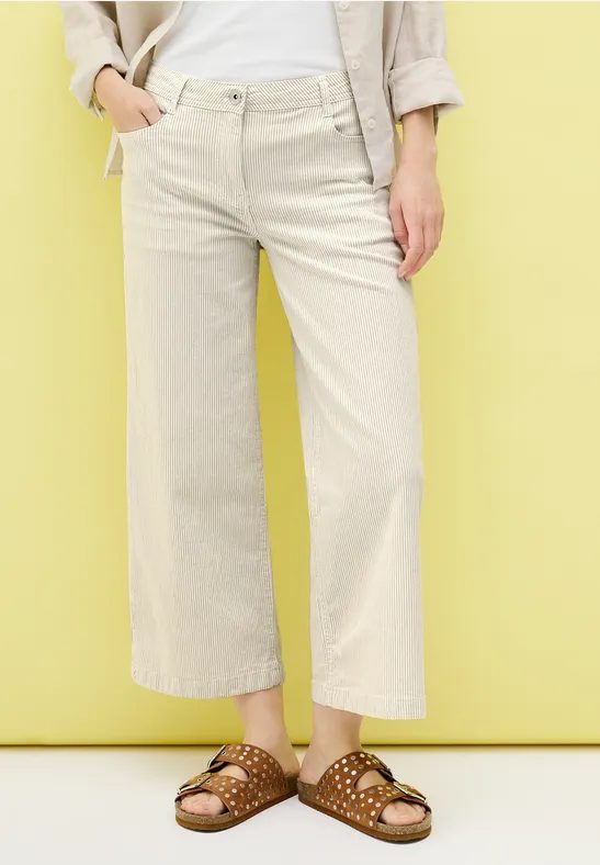 Gestreifte 7/8 Wide Leg Hose