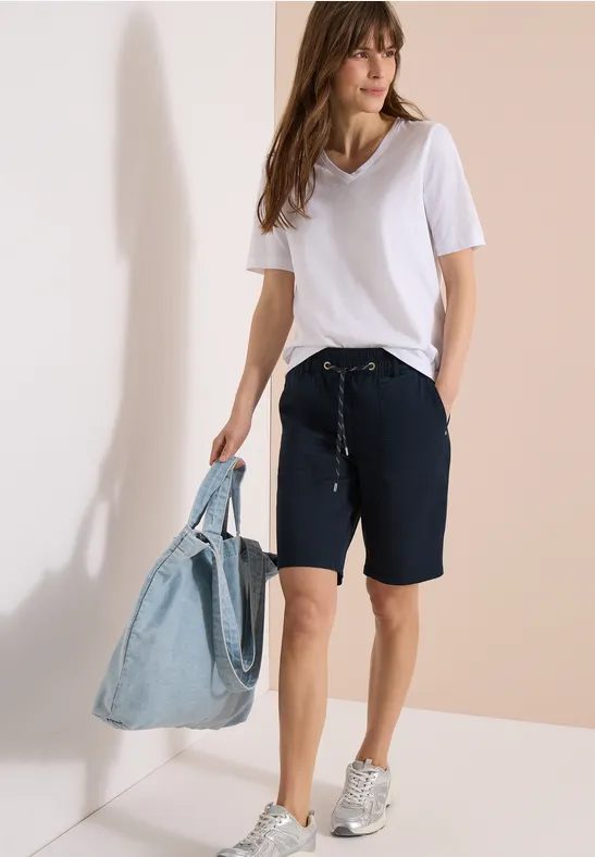 Mid Waist Straight Leg Shorts im Casual Fit