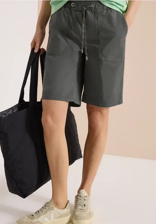 Mid Waist Straight Leg Shorts im Casual Fit