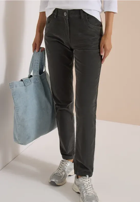 Mid Waist Slim Leg Hose im Slim Fit