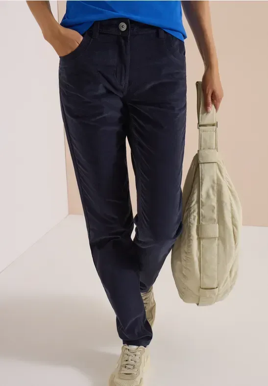 Mid Waist Slim Leg Hose im Slim Fit