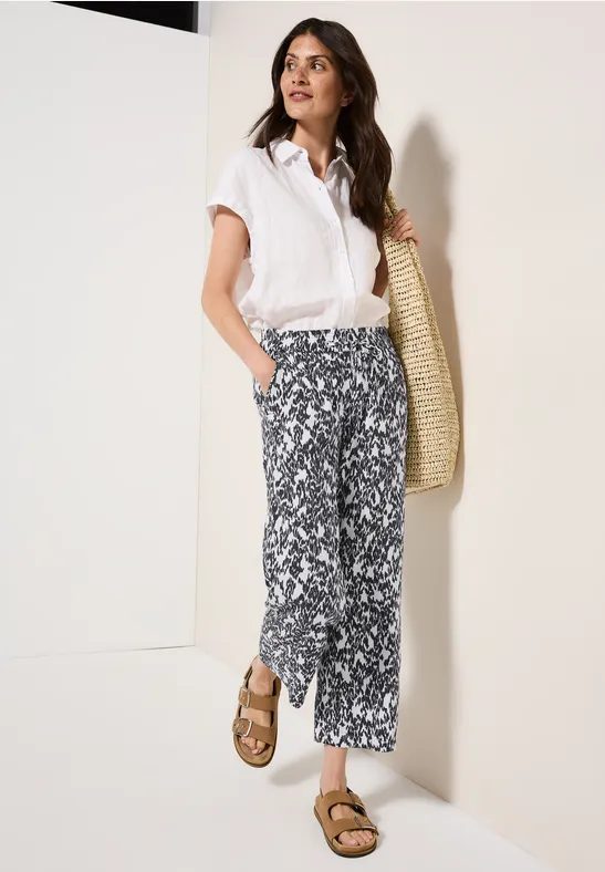 Gemusterte 7/8 Wide Leg Hose